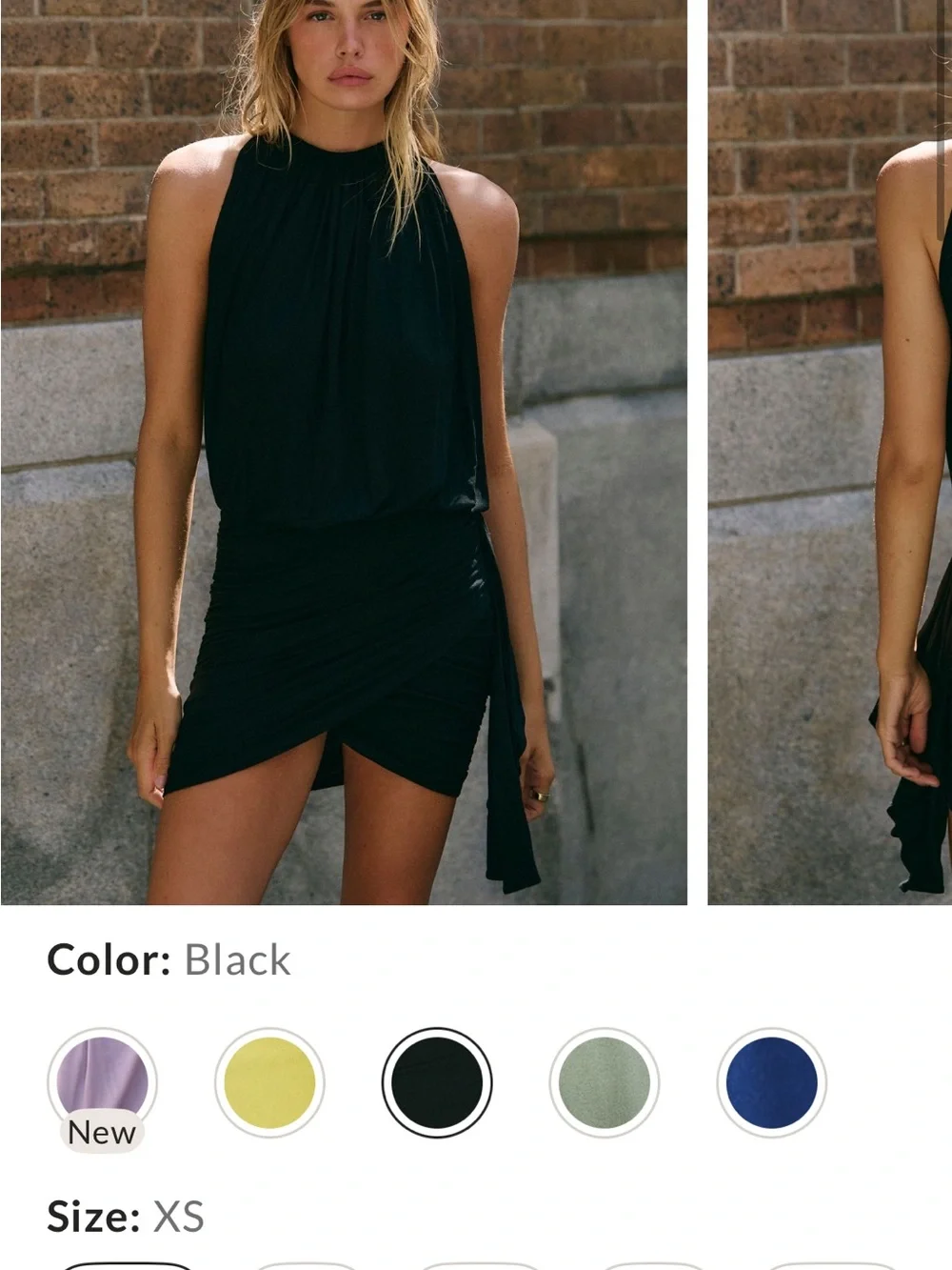 Free People Black Halter Ruched Wrap Mini Dress